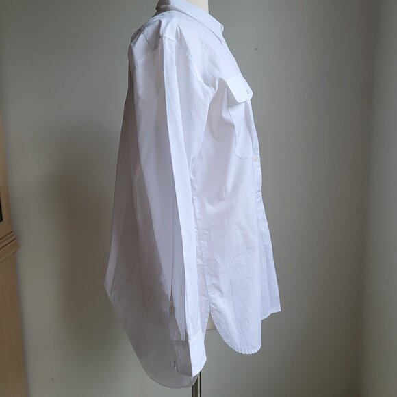 Lauren Ralph Lauren Women White Cotton Long Sleeve Half Button Down Shirt Sz XL - Picture 2 of 16